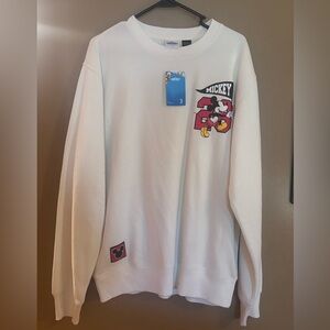 Disney Mickey White Crewneck Sweatshirt Medium